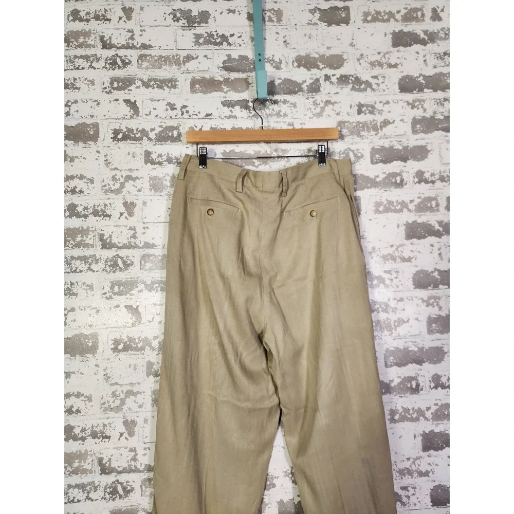 Tommy Bahama Men's Dress Pants‎ Size 34 Tan Silk Pleated Front Casual Comfort